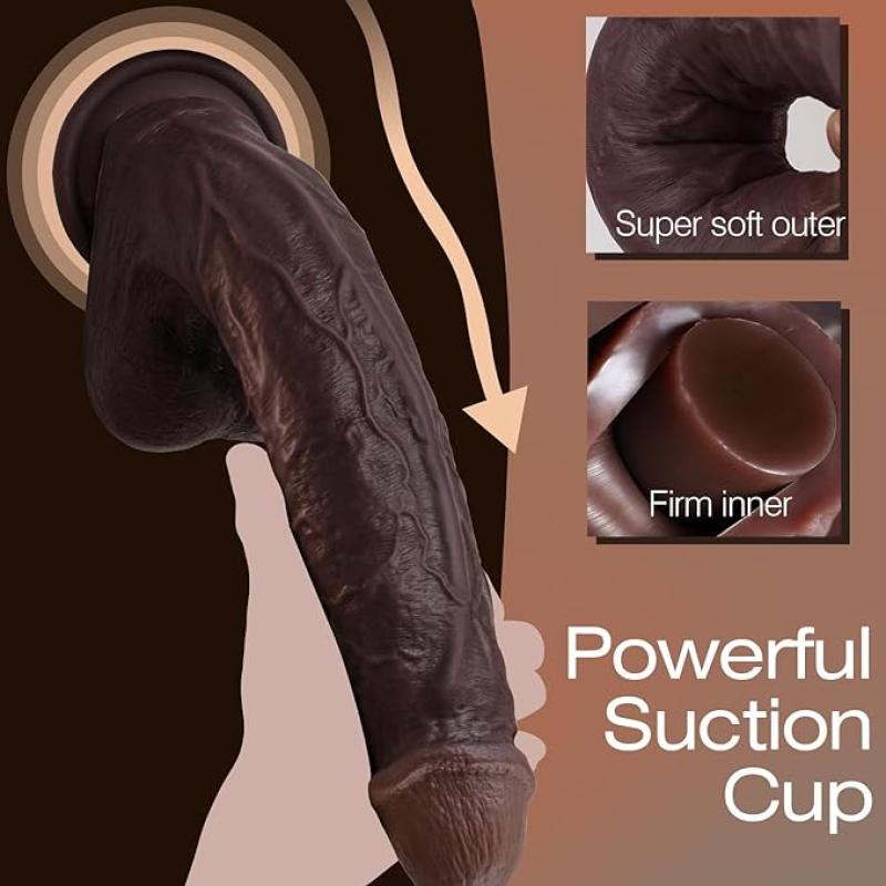 11 Inch Realistic BBC Dildo – Skin-Like Silicone, Strong Suction Cup, Extra Thick for Deep Pleasure